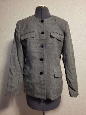 Jennifer Moore Gray & Black Wool Blazer Size 8